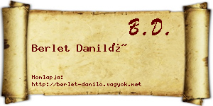 Berlet Daniló névjegykártya